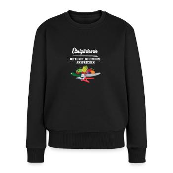 Obstgärtnerin Meisterin Obstgärtnermeisterin - Frauen Premium Bio Pullover - Schwarz - Vorne - Julia (174cm)