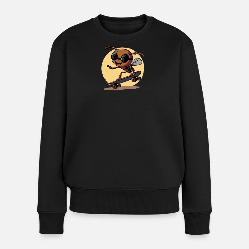 Skateameise mit Sonnenbrille - Frauen Premium Bio Pullover - Schwarz