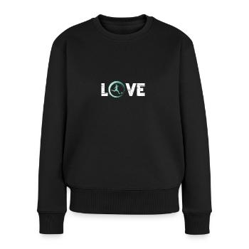 Sporty Hobby Leidenschaft Fussball - Frauen Premium Bio Pullover - Schwarz - Vorne - Julia (174cm)