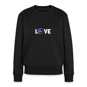 Sporty Hobby Leidenschaft Weitsprung - Frauen Premium Bio Pullover - Schwarz - Vorne - Julia (174cm)