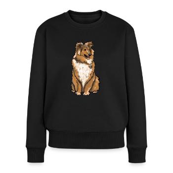 Sheltie Hund - Frauen Premium Bio Pullover - Schwarz - Vorne - Julia (174cm)