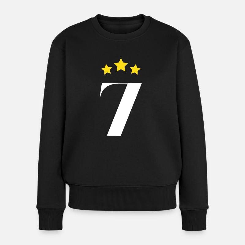 7-jähriges Jubiläum mit Stern - Frauen Premium Bio Pullover - Schwarz