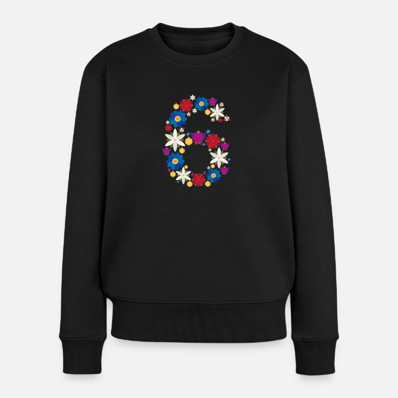 Flowers 6 - Frauen Premium Bio Pullover - Schwarz