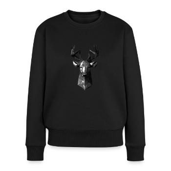 Polygon Design Deer Animal Head - Pull Premium bio Femme - noir - Devant - Julia (174cm)