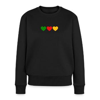 Norme de coeurs vert rouge jaune - Pull Premium bio Femme - noir - Devant - Julia (174cm)