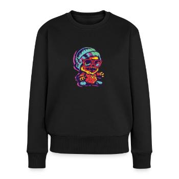 Horror Gruseliger Bär Halloween Gruseliger Spucker - Frauen Premium Bio Pullover - Schwarz - Vorne - Julia (174cm)