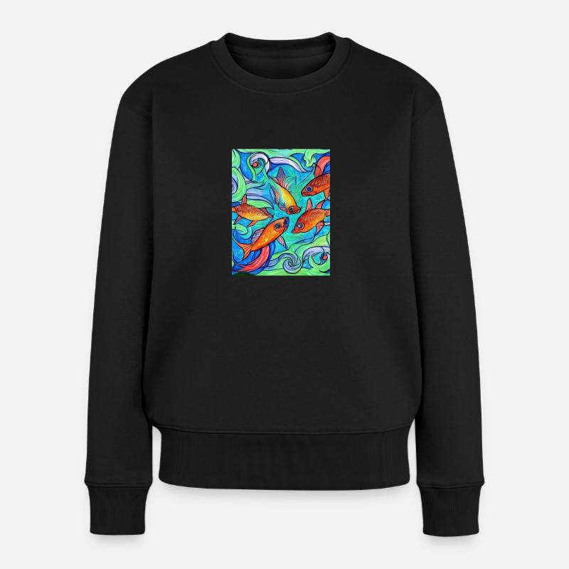 Fische - Frauen Premium Bio Pullover - Schwarz