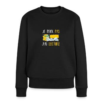 Ich kann es nicht lesen, ich - Frauen Premium Bio Pullover - Schwarz - Vorne - Julia (174cm)