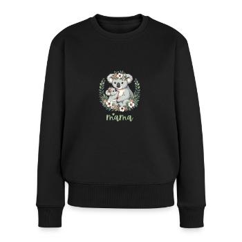 Maman Koala ours câlin I Couronne florale maman I Koala - Pull Premium bio Femme - noir - Devant - Julia (174cm)