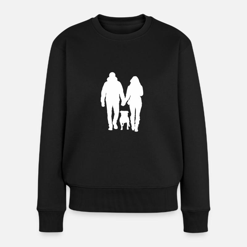 Paar mit Stafford - Frauen Premium Bio Pullover - Schwarz
