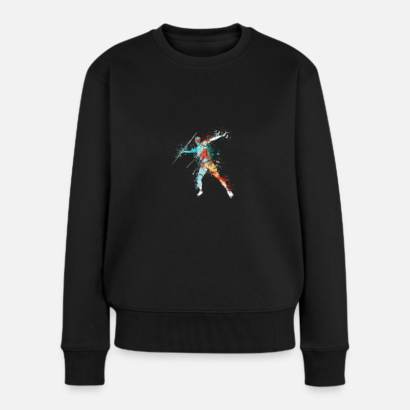 Splash javelin thrower design for Javelinist - Frauen Premium Bio Pullover - Schwarz
