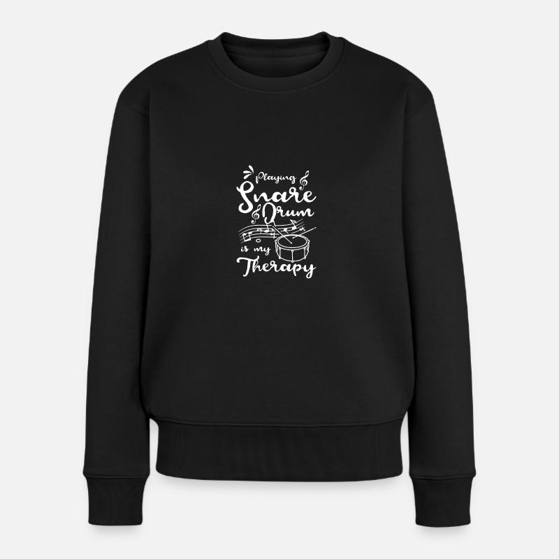 Playing Snare drum is my therapy - Frauen Premium Bio Pullover - Schwarz