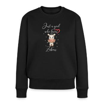 Frau Mädchen Liebe Herz Zebra - Frauen Premium Bio Pullover - Schwarz - Vorne - Julia (174cm)