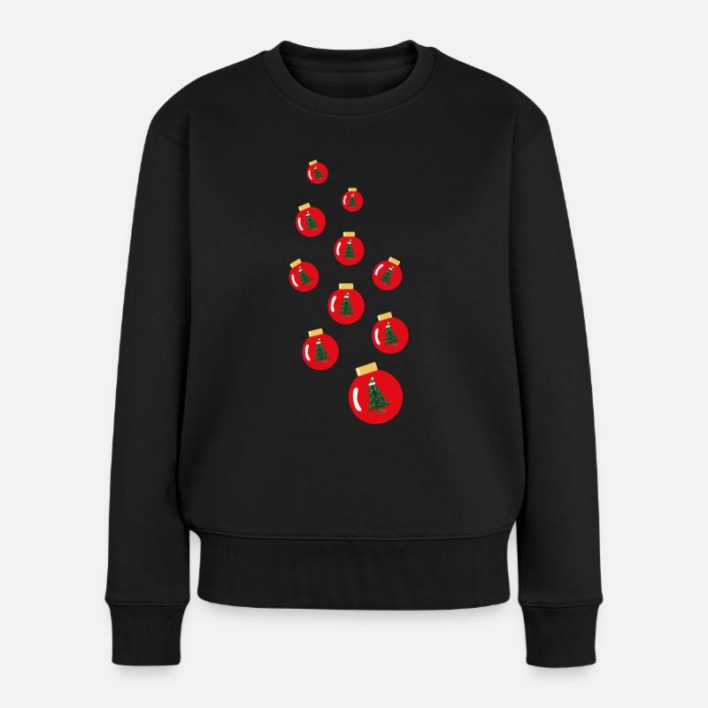 Wilde Weihnachtskugeln mit Weihnachtsbäumen. - Frauen Premium Bio Pullover - Schwarz