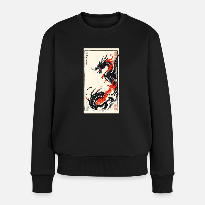 Ancient Dragon - Frauen Premium Bio Pullover - Schwarz