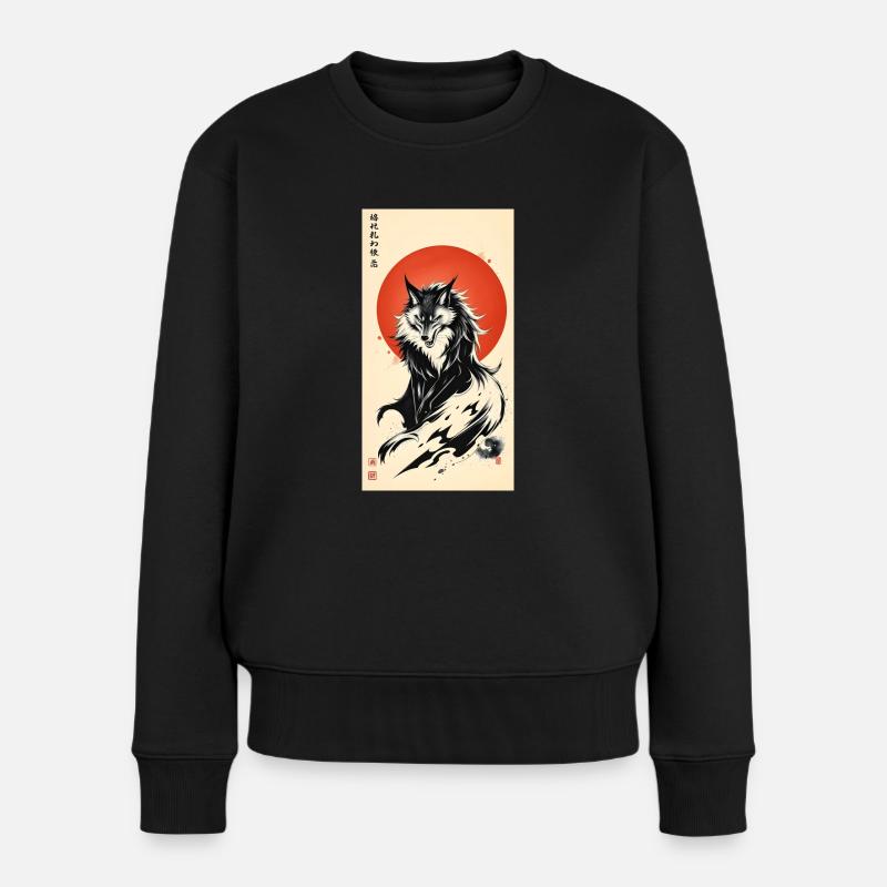 Night Wolf - Frauen Premium Bio Pullover - Schwarz