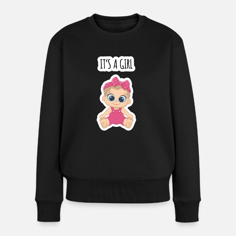 Es ist ein Mädchen - Frauen Premium Bio Pullover - Schwarz