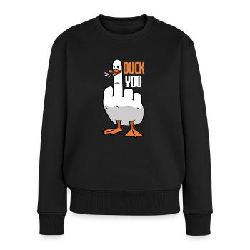 Duck You Ente - Frauen Premium Bio Pullover - Schwarz - Vorne - Julia (174cm)
