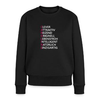 Caroline Name Geschenk - Frauen Premium Bio Pullover - Schwarz - Vorne - Julia (174cm)