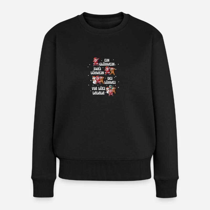 Glühwein Weihnachtsmann Gnome Weihnachts - Frauen Premium Bio Pullover - Schwarz