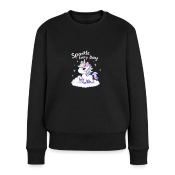 Jeden Tag funkeln Einhorn Magie Inspiration - Frauen Premium Bio Pullover - Schwarz - Vorne - Julia (174cm)