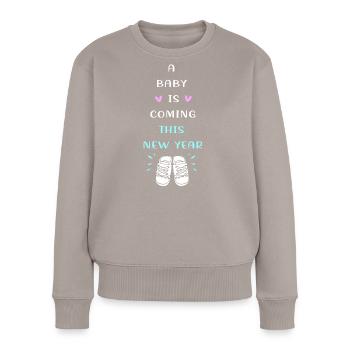 Gender Reveal Silvester Neujahr Neues Jahr - Frauen Premium Bio Pullover - Taupe - Vorne - Julia (174cm)