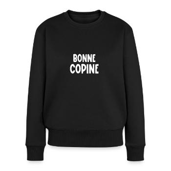 bonne copine - Pull Premium bio Femme - noir - Devant - Julia (174cm)