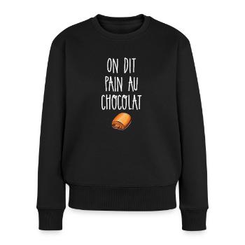 Man sagt Schokoladenbrot - Frauen Premium Bio Pullover - Schwarz - Vorne - Julia (174cm)
