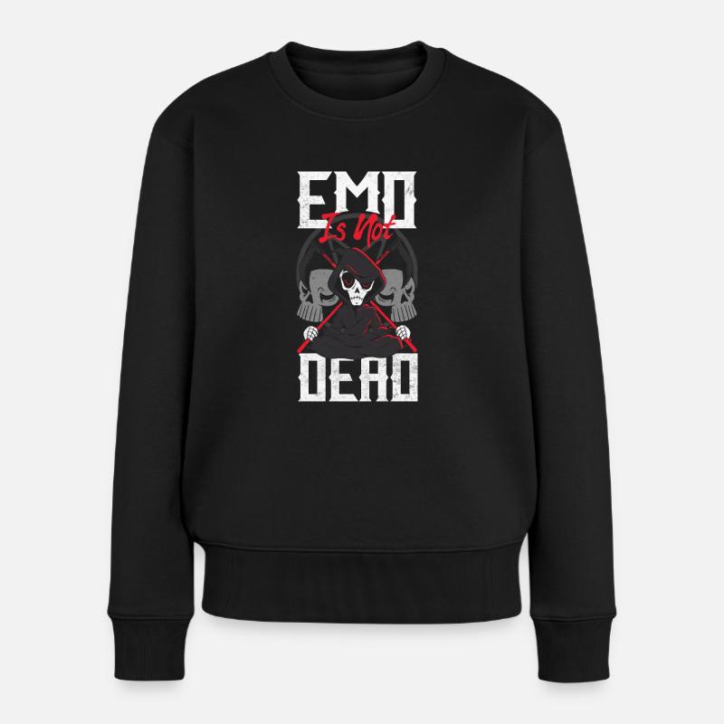 Emoticon Emo Is Not Dead Emocore Aesthetic - Frauen Premium Bio Pullover - Schwarz