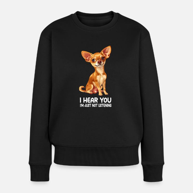 Chihuahua - Frauen Premium Bio Pullover - Schwarz