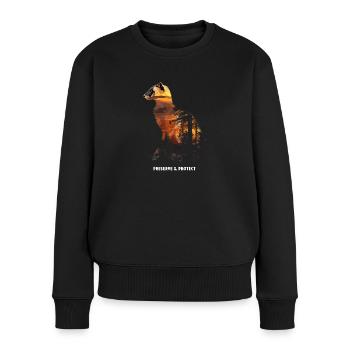 Preserve & Protect Marder Tier Wald Natur - Frauen Premium Bio Pullover - Schwarz - Vorne - Julia (174cm)