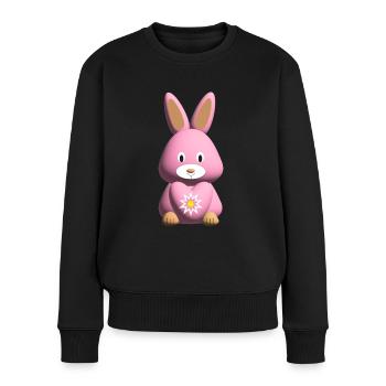 Rosa Hase mit süßem Herz. - Frauen Premium Bio Pullover - Schwarz - Vorne - Julia (174cm)