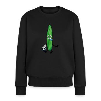 concombre, football, arbitre, sifflet - Pull Premium bio Femme - noir - Devant - Julia (174cm)