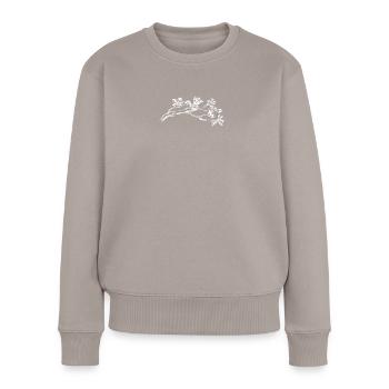 Kirschblüte - Frauen Premium Bio Pullover - Taupe - Vorne - Julia (174cm)
