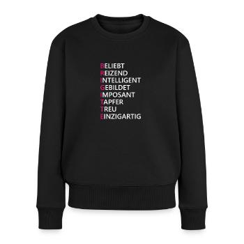 Brigitte Name Geschenk - Frauen Premium Bio Pullover - Schwarz - Vorne - Julia (174cm)