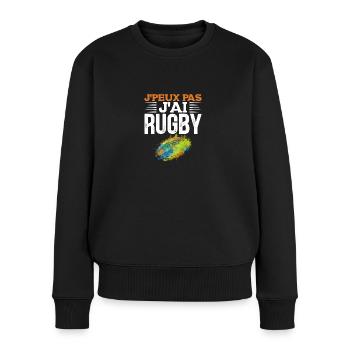 JE PEUX PAS J'AI RUGBY Joueur Rugbyman Supporter - Pull Premium bio Femme - noir - Devant - Julia (174cm)