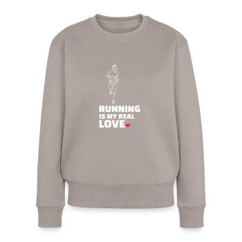 Ich Liebe Rennen - Frauen Premium Bio Pullover - Taupe - Vorne - Julia (174cm)