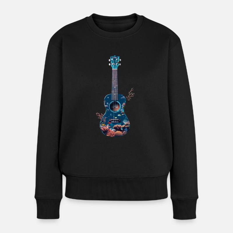 Fisch Ukulele - Frauen Premium Bio Pullover - Schwarz