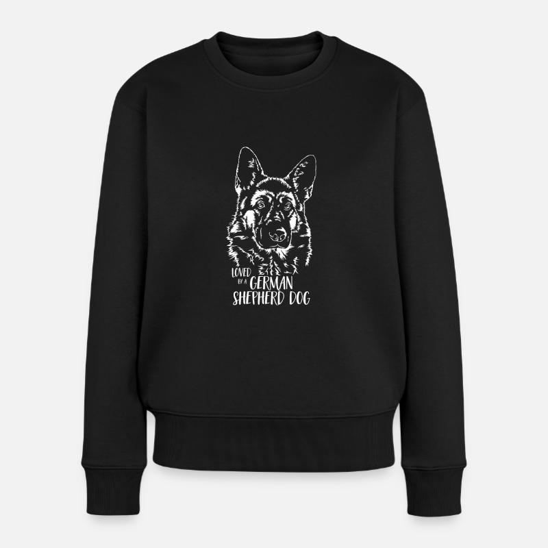 Loved by a German Shepherd Dog Hundespruch Hunde - Frauen Premium Bio Pullover - Schwarz