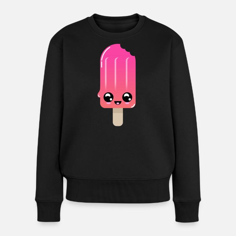 Eisshot mit strahlenden Augen - Frauen Premium Bio Pullover - Schwarz