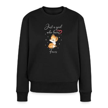 Frau Mädchen Liebe Herz Fuchs - Frauen Premium Bio Pullover - Schwarz - Vorne - Julia (174cm)