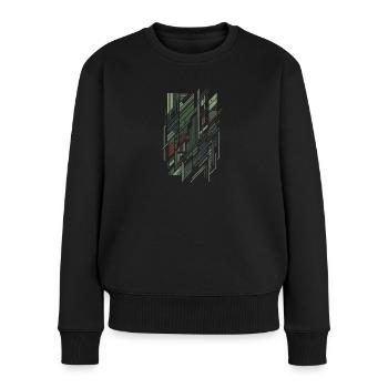 Geometrisches Tarngitter - Frauen Premium Bio Pullover - Schwarz - Vorne - Julia (174cm)