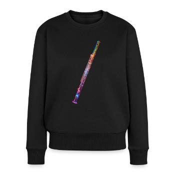 Querflöte - Frauen Premium Bio Pullover - Schwarz - Vorne - Julia (174cm)
