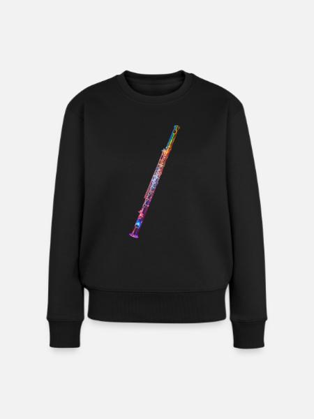 Querflöte - Frauen Premium Bio Pullover - Schwarz