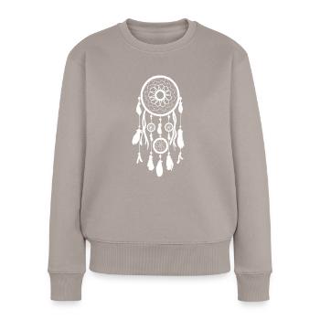 Capteur de rêves - Pull Premium bio Femme - taupe - Devant - Julia (174cm)