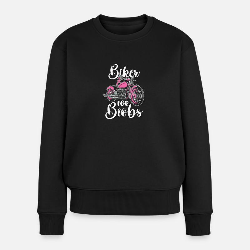 biker for boobs - Frauen Premium Bio Pullover - Schwarz