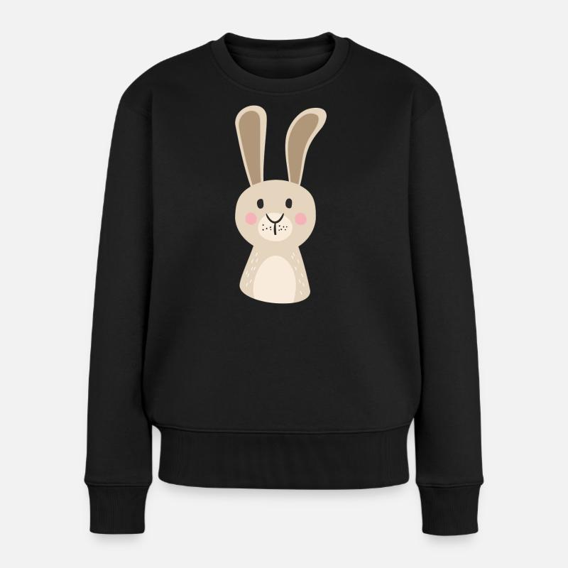mignon lapin sautant imprimé de dessin animé - Pull Premium bio Femme - noir