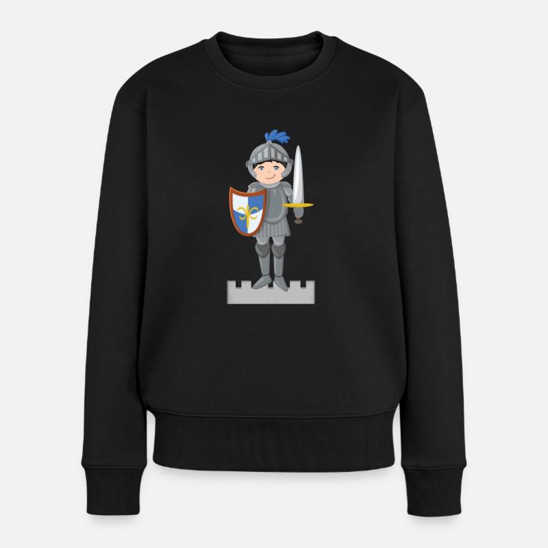 Ritter auf Burg - Frauen Premium Bio Pullover - Schwarz
