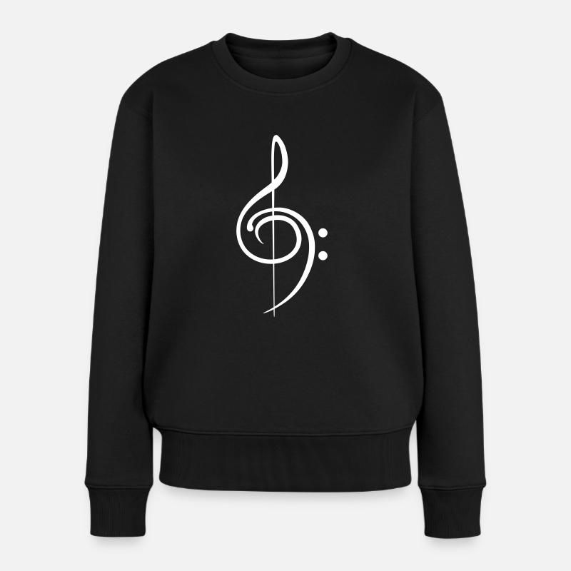 Musik Notenschlüssel Note Melodie Musiknote Bass - Frauen Premium Bio Pullover - Schwarz