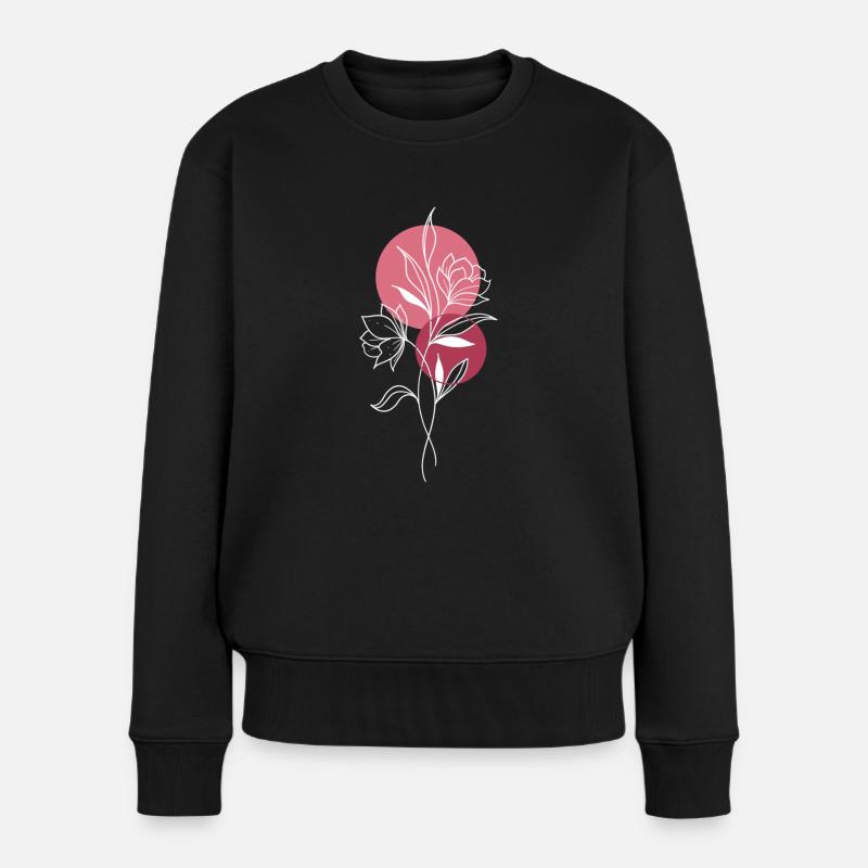 Blumen grafisch - Frauen Premium Bio Pullover - Schwarz